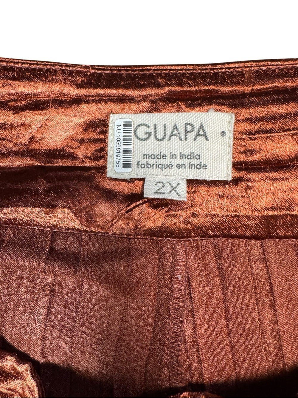 Anthropologie Guapa Naomi Pleated Metallic Pants In Rust Size 2X - Picture 6 of 7